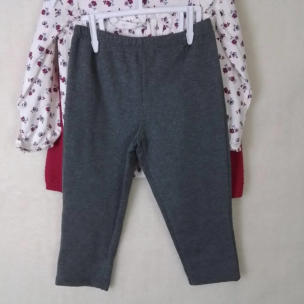 Carter's Baby 3-Peice Sweater Set Size 24mo in Pink, Gray, White w/ Flowers‎
